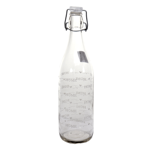Pack 12 Botellas Cristal Agua Tapón Gaseosa Decorada Olas 1 litro