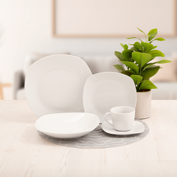 Basico Blanco Cuadrado Plato Postre Cuadrado Beige 19 cm| Compra