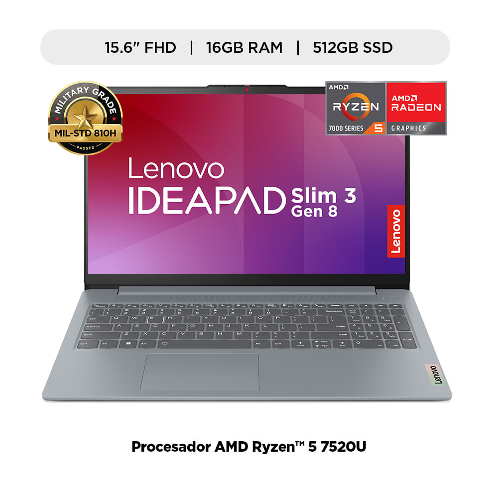 Laptop Lenovo IdeaPad Slim 3 Ryzen 5 16GB + 512GB Arctic Grey